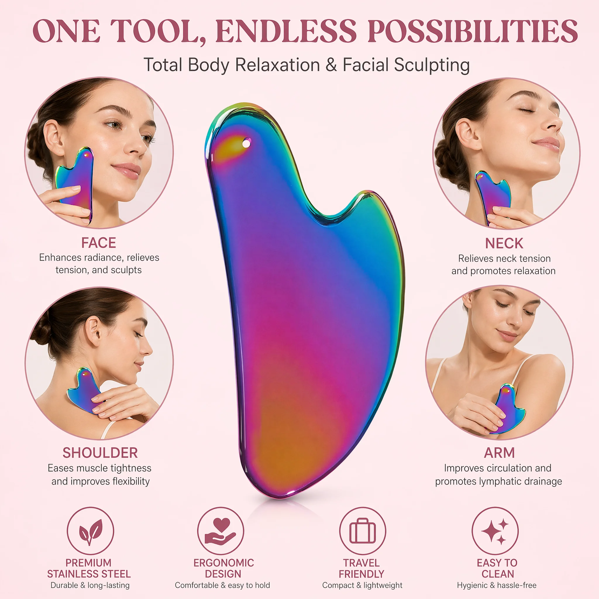 1Pcs Stainless Steel Gua Sha B - Skincare Routine reseña y precio