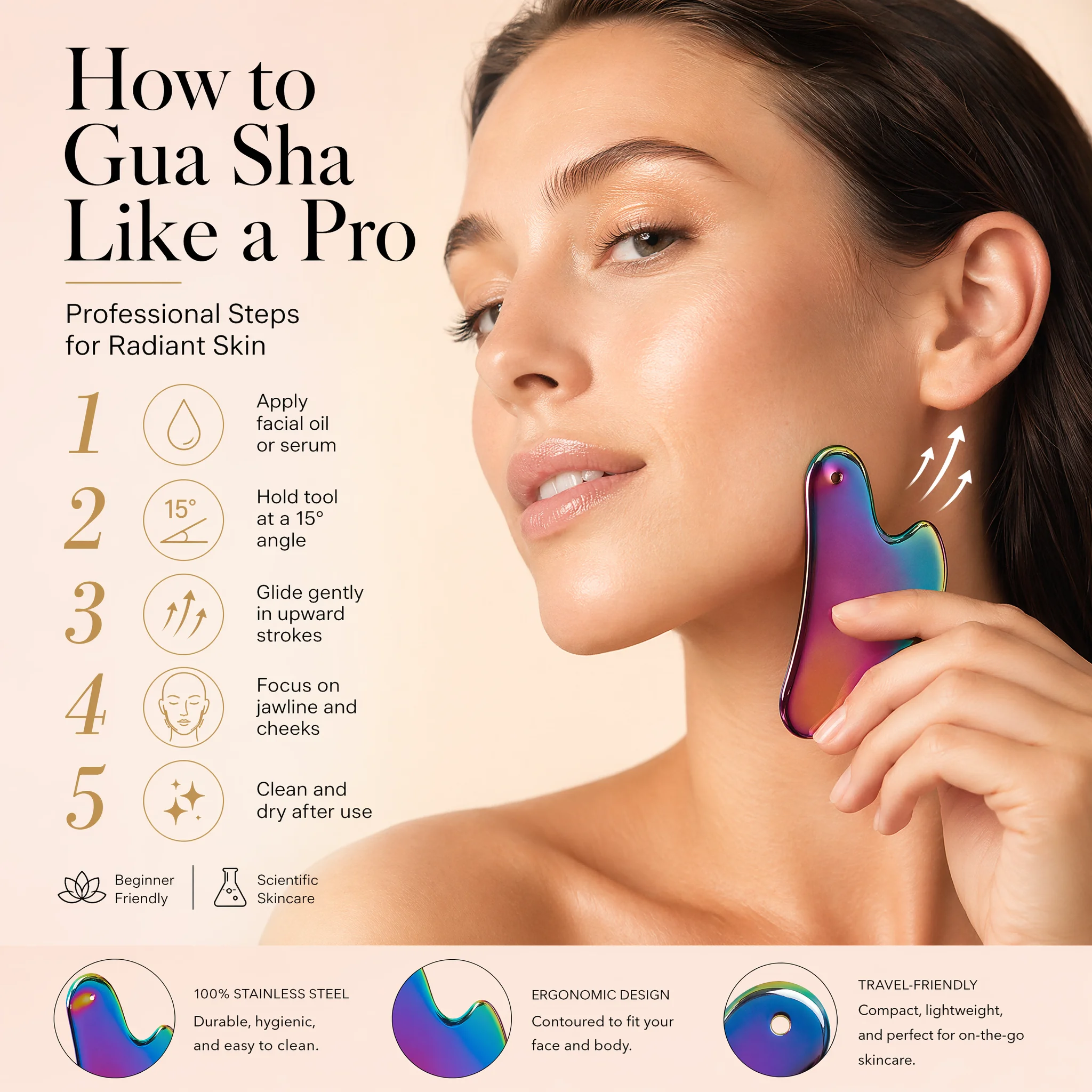 1Pcs Stainless Steel Gua Sha B - Skincare Routine reseña y precio